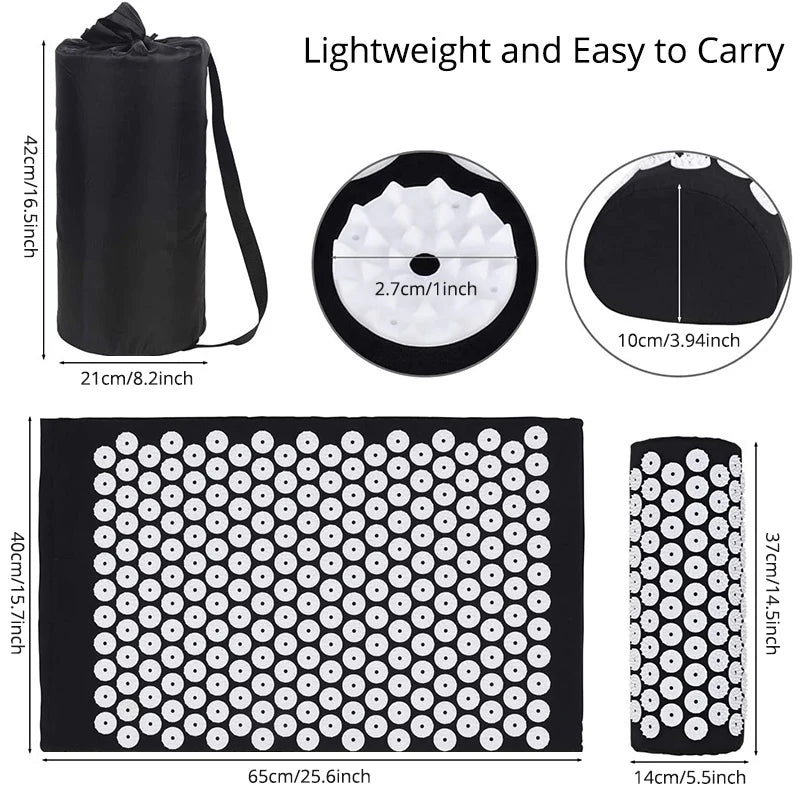 Acupressure Mat & Pillow Set - Relaxation Mat for Back, Neck & Feet
