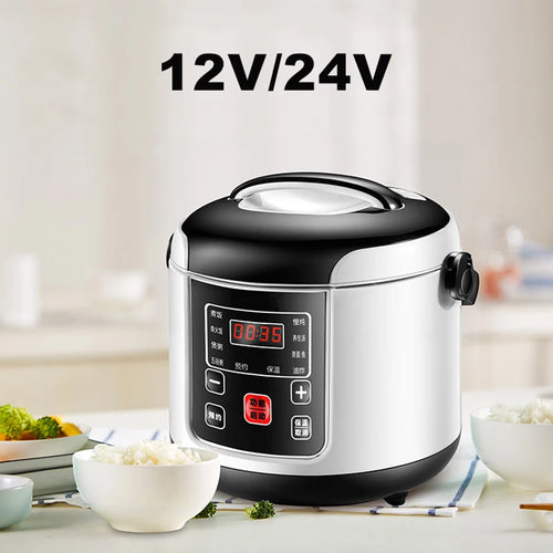 12V/24V Car Rice Cooker - 2L Multicooker for Trucks & Road Trips
