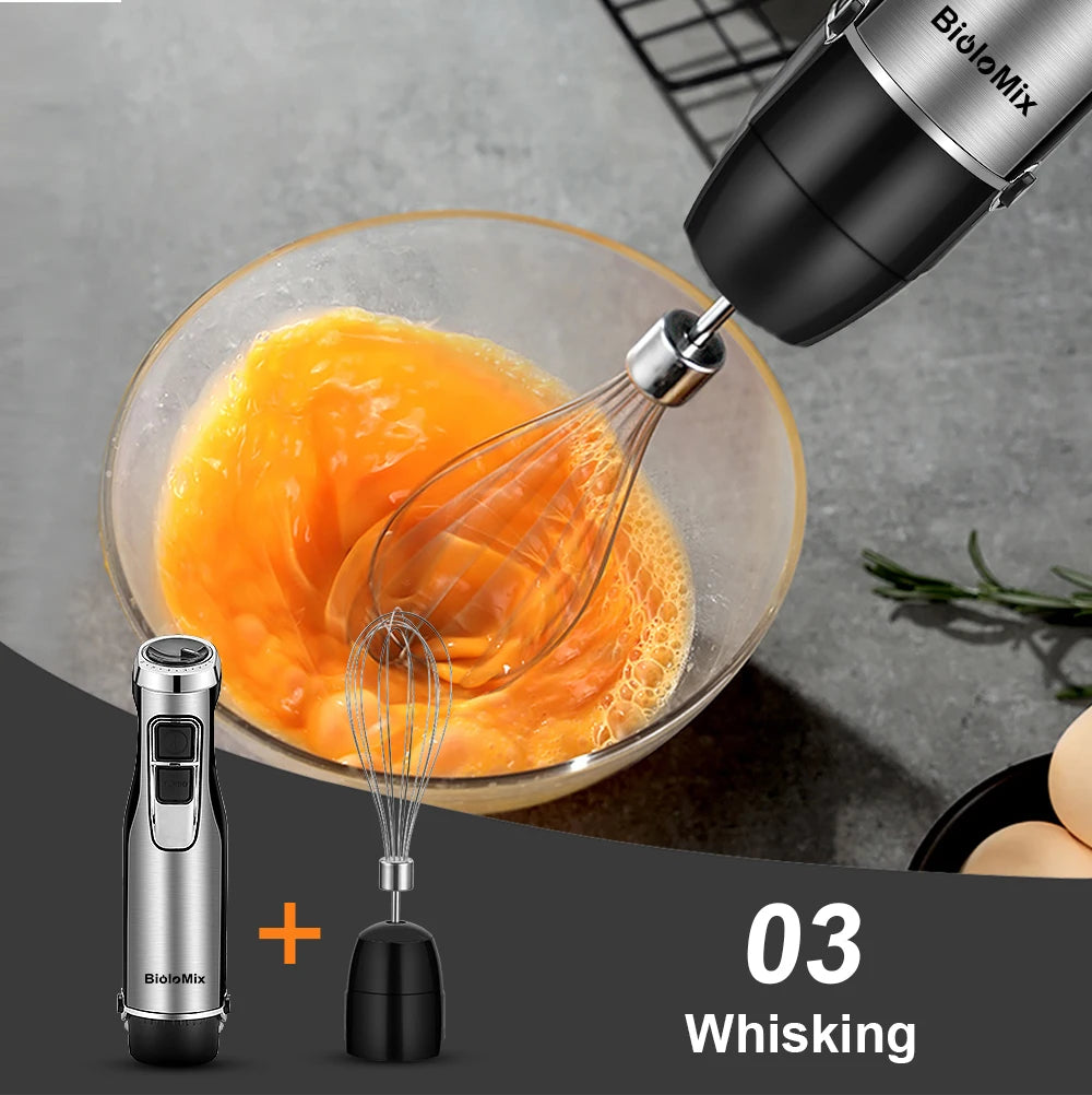 BioloMix 4-in-1 Immersion Blender - 1200W Stick, Chopper & Whisk