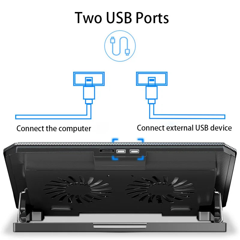 Laptop Cooling Pad - Quiet Dual-Fan Stand for 12-16 Inch Gaming Laptops