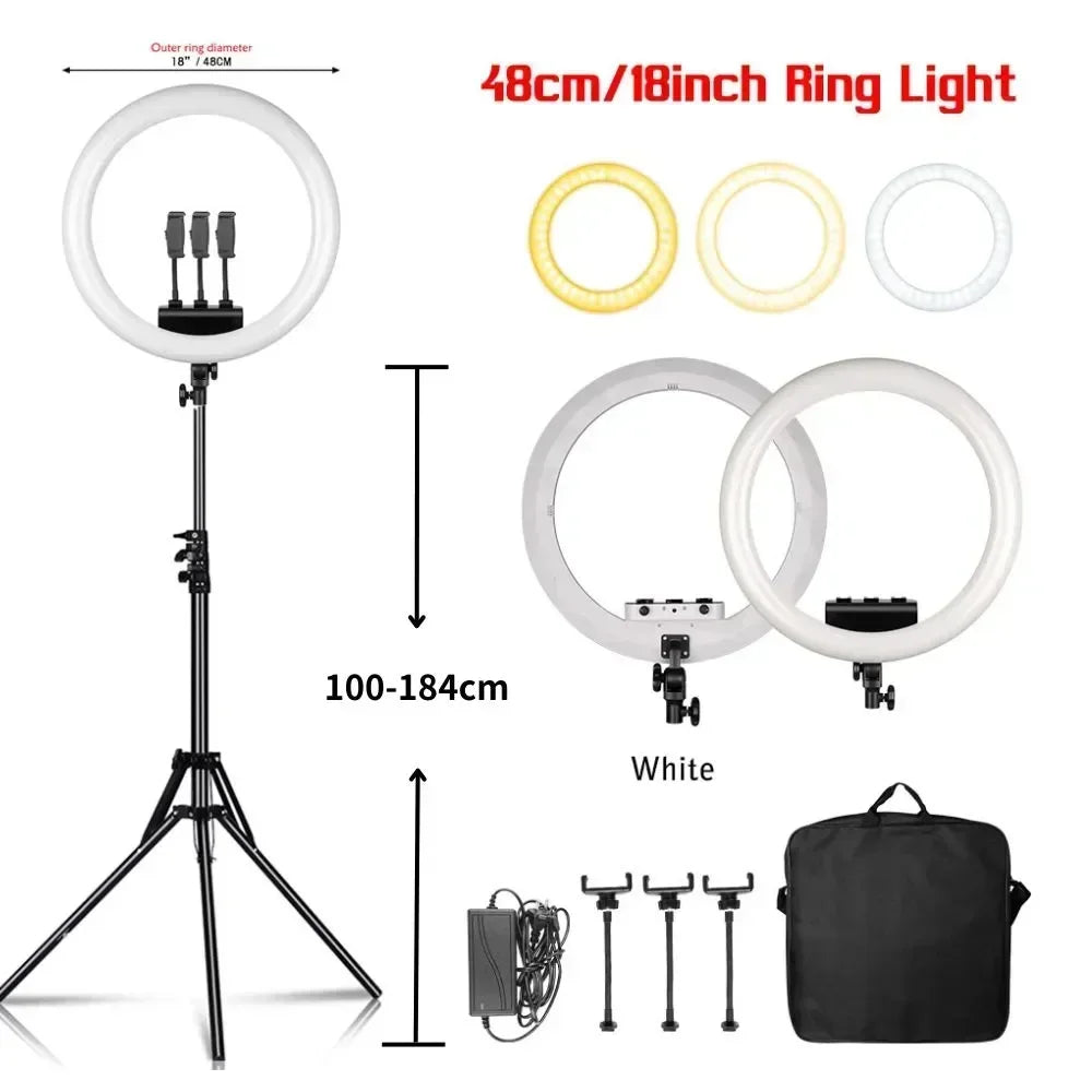 18-Inch LED Ring Light with Tripod Stand - Selfie & Streaming Light