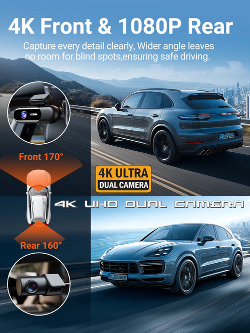 4K Dash Cam Front & Rear - detail view