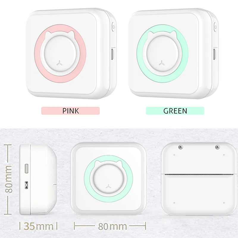 Pocket Thermal Photo Printer - 203dpi Bluetooth Label & Memo