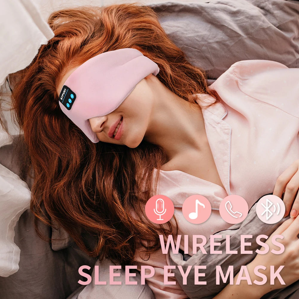 Bluetooth Sleep Headphones Eye Mask - Wireless Music Blackout Mask for Side Sleepers
