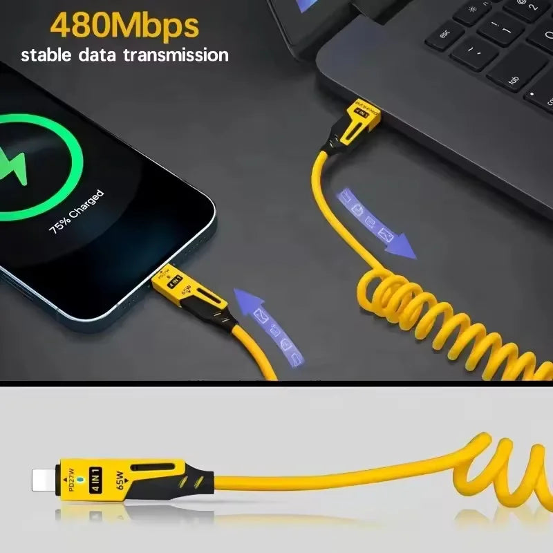 Detachable USB-C and Lightning tips on the 4-in-1 cable