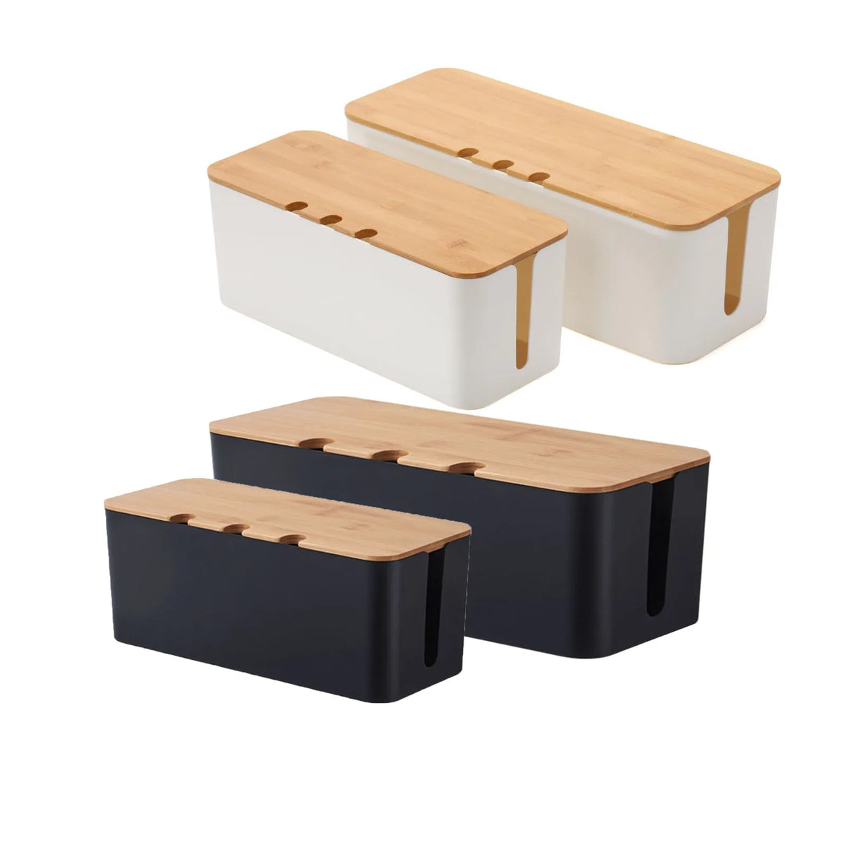 Cable Management Box - Wood-Style Cord Organizer & Power Strip Cover