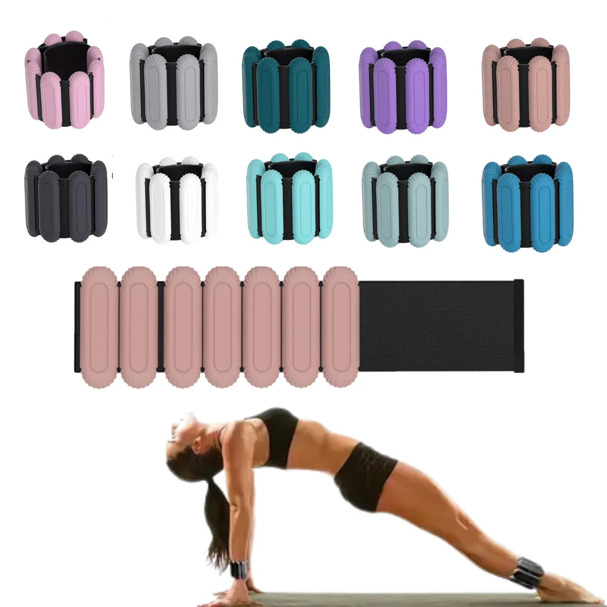 Adjustable Silicone Wrist & Ankle Weights (Pair) - Pilates & Walking Weights