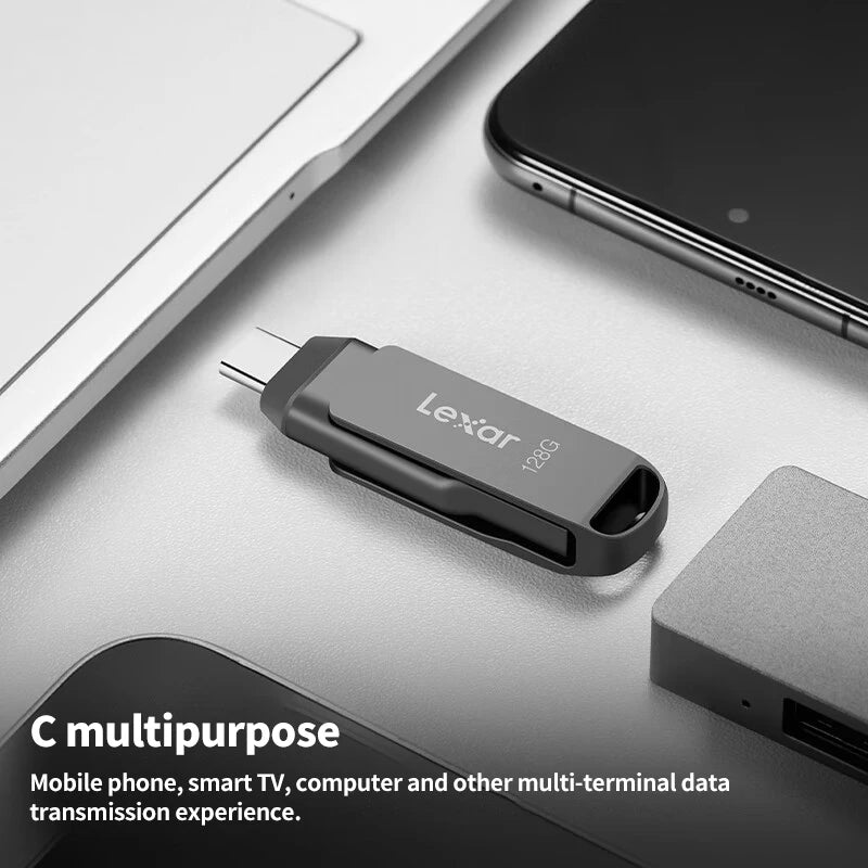 Lexar D400 Dual-Slot Flash Drive - USB-C & USB 3.1, 32GB to 256GB