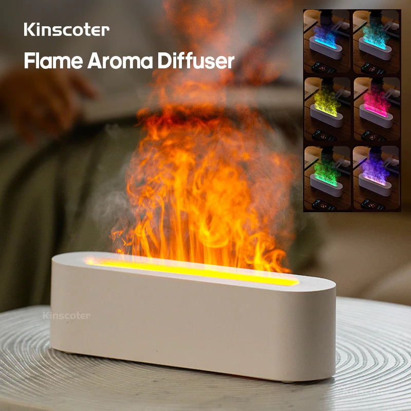 Flame Effect Aroma Diffuser - Ultrasonic Humidifier with RGB Fire Light