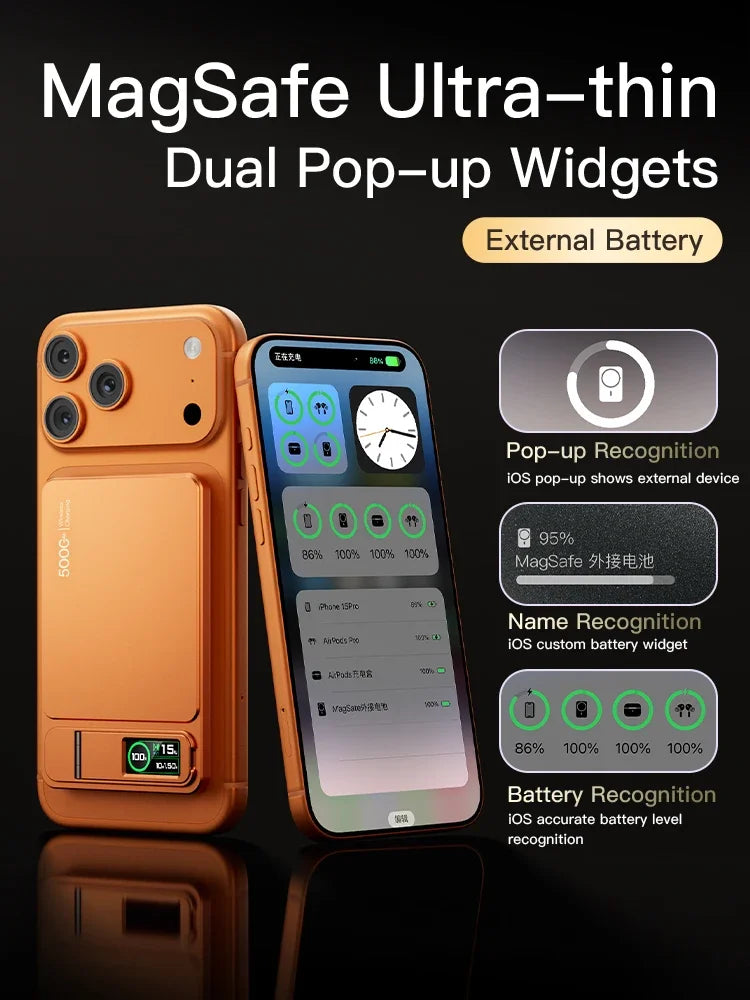 Magnetic Wireless Power Bank 10000mAh - Slim Fast-Charging Battery Pack
