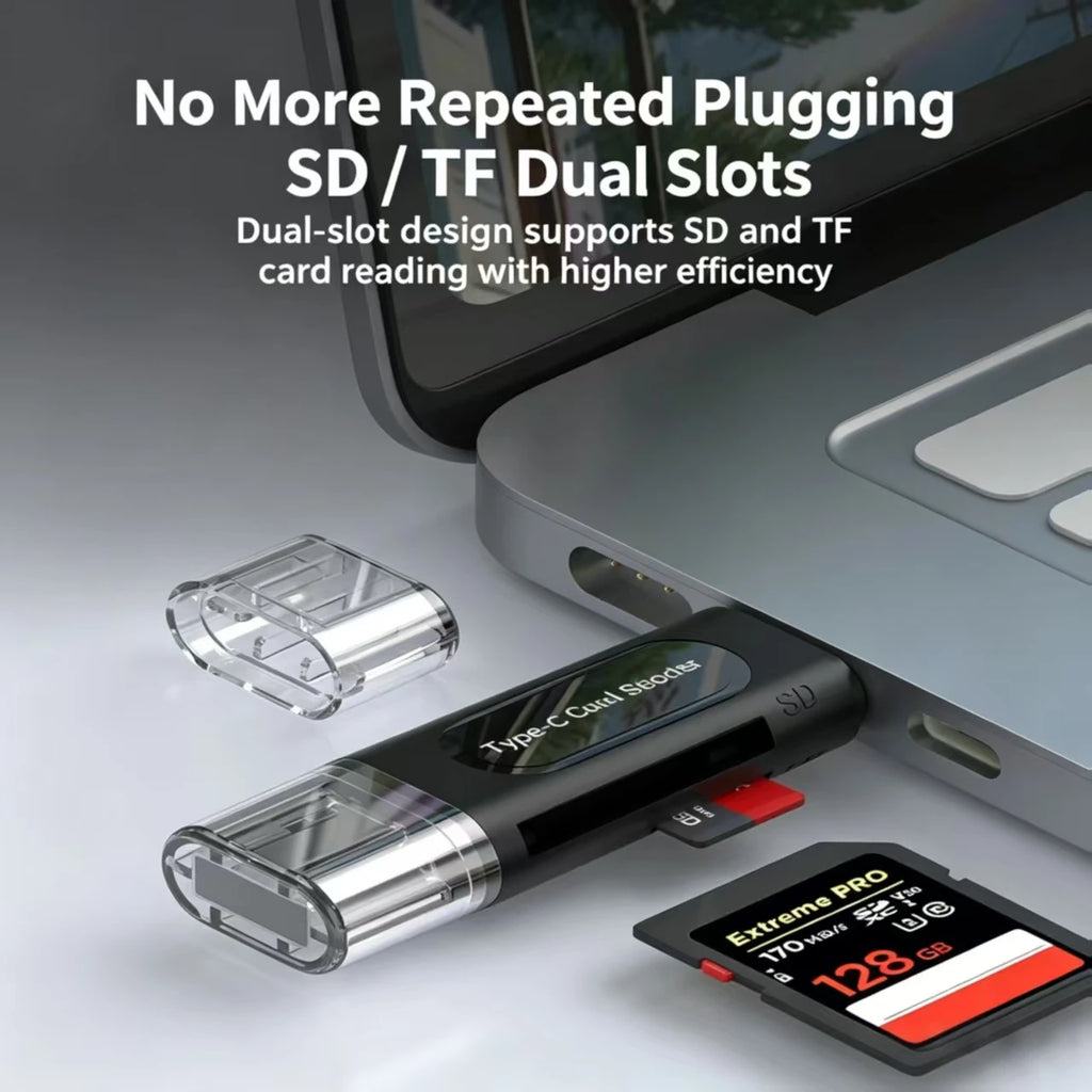 Dual-Port SD & TF Card Reader - USB-A and USB-C