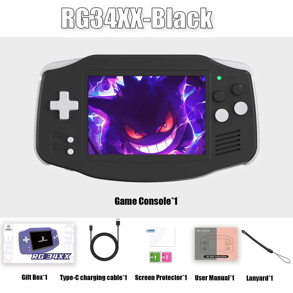 Anbernic RG34XX Retro Handheld Console - Wide Screen with 64GB Card