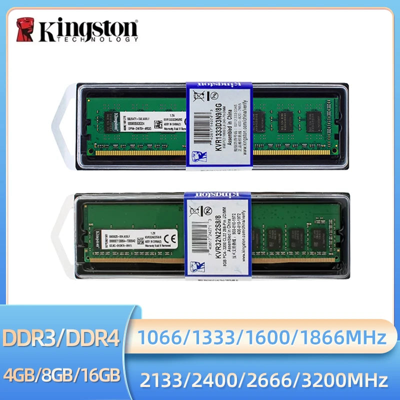 Kingston Desktop RAM - DDR3 & DDR4, 4GB to 16GB