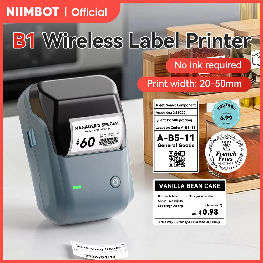 NIIMBOT B1 Label Printer - 2" Bluetooth Thermal with Tape