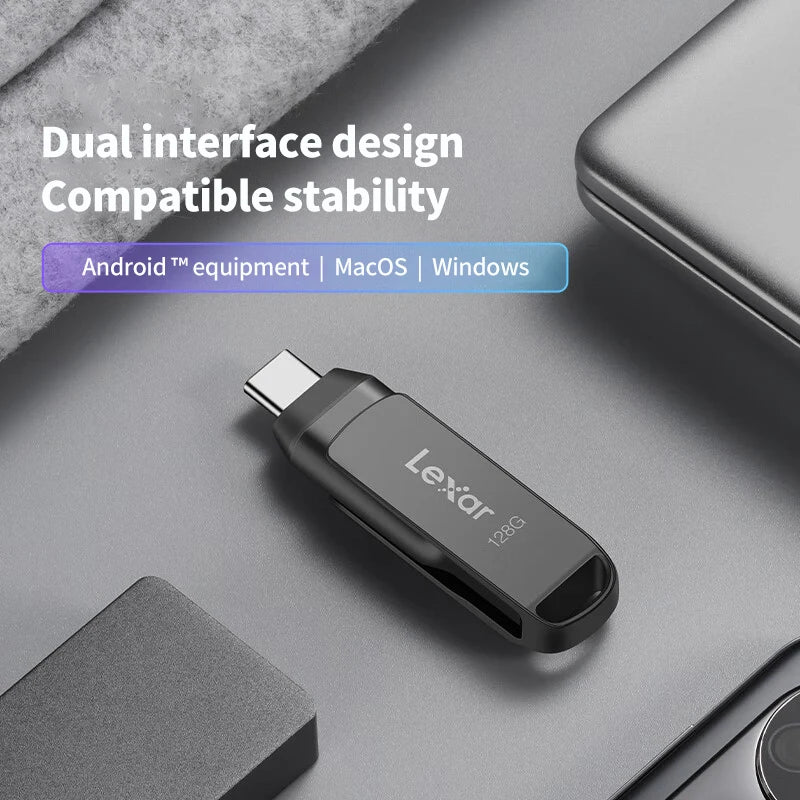 Lexar D400 USB-C Flash Drive - 32GB to 256GB Dual Slot