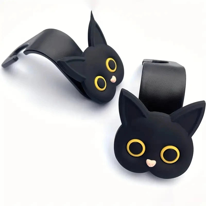 Cute Cat Car Headrest Hooks (2 Pack) - detail view