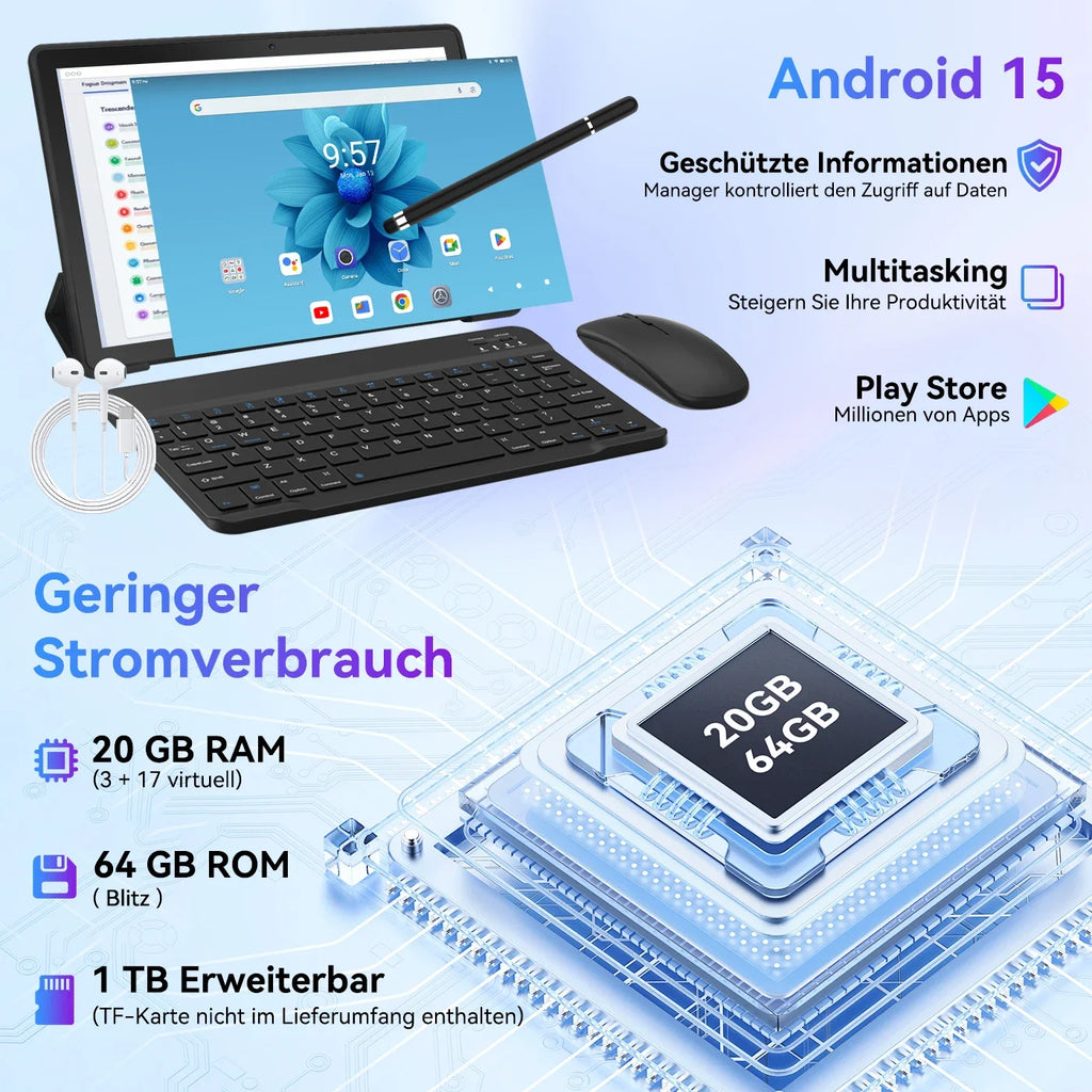 URAO 10" Android 15 Tablet - GMS Certified, 64GB & 128GB