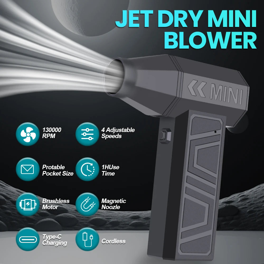 Cordless Electric Air Duster - Rechargeable Turbo Blower for Keyboards, PCs & Cars