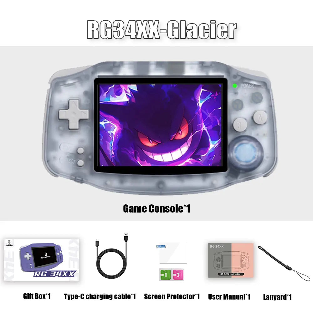 Anbernic RG34XX Retro Handheld Console - Wide Screen with 64GB Card