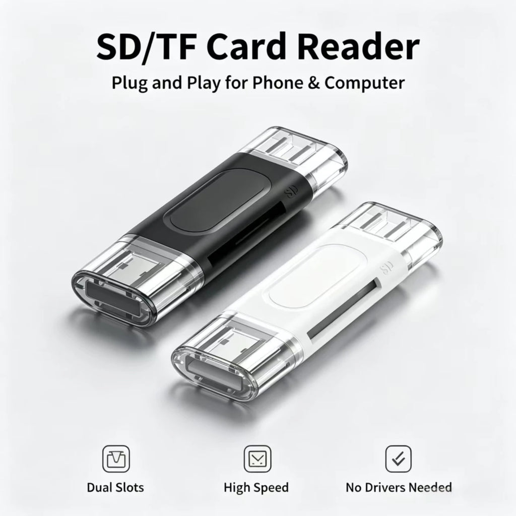 Dual-Port SD & TF Card Reader - USB-A and USB-C