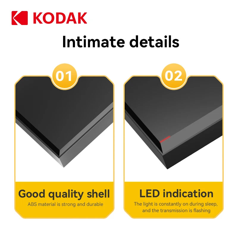 Kodak P190 Portable Hard Drive - 500GB to 2TB, 5Gbps USB 3.0
