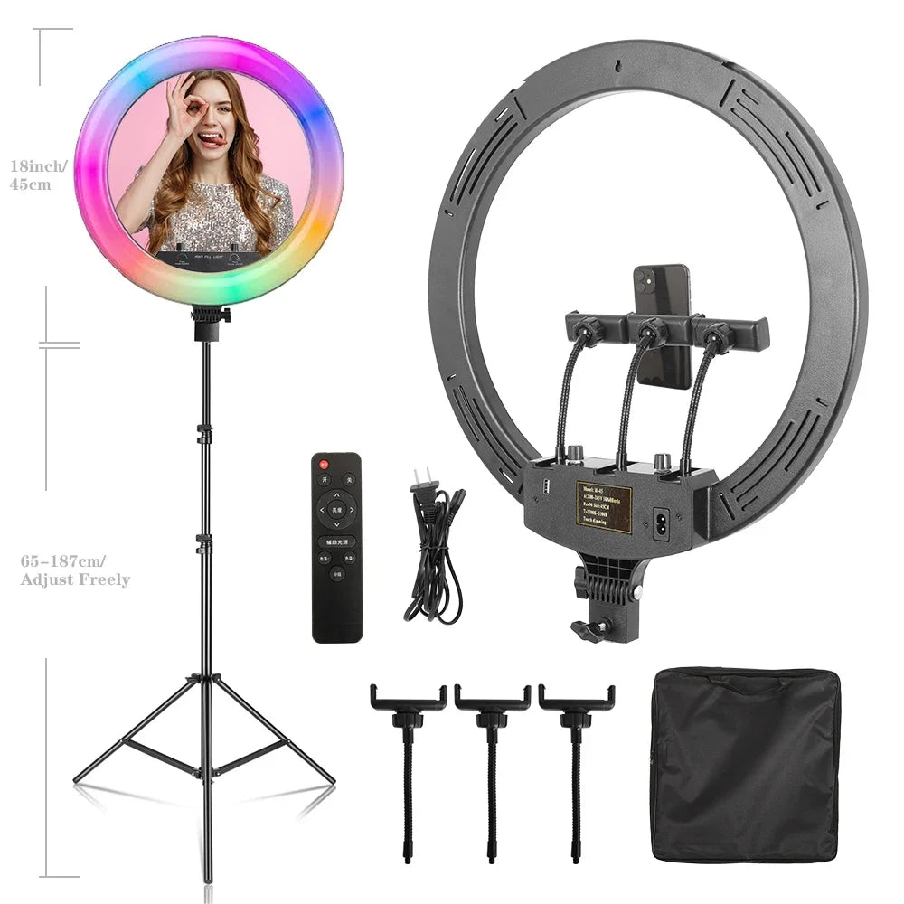 18-Inch LED Ring Light with Tripod Stand - Selfie & Streaming Light