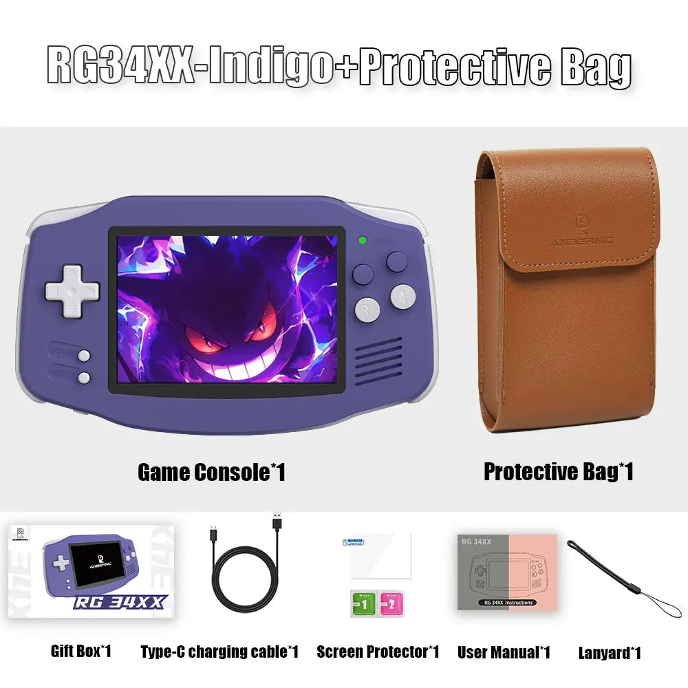 Anbernic RG34XX Retro Handheld Console - Wide Screen with 64GB Card