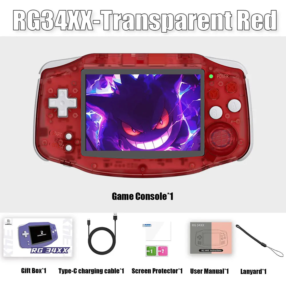 Anbernic RG34XX Retro Handheld Console - Wide Screen with 64GB Card