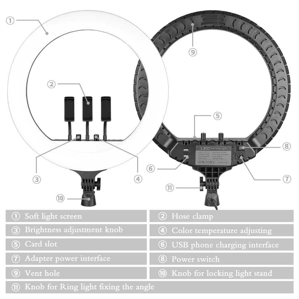 18-Inch LED Ring Light with Tripod Stand - Selfie & Streaming Light