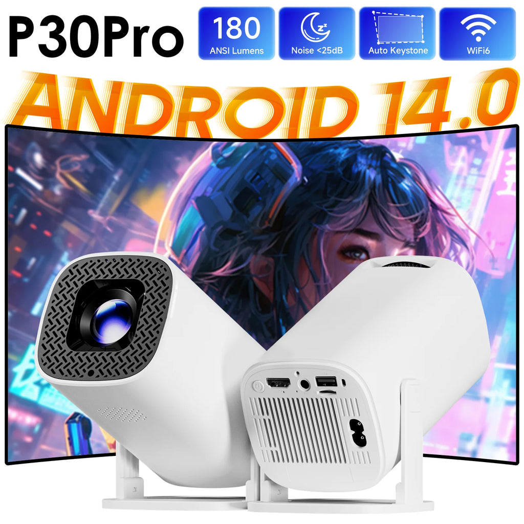 Smart Mini Projector - Android WiFi 4K-Supported Home Theater Projector
