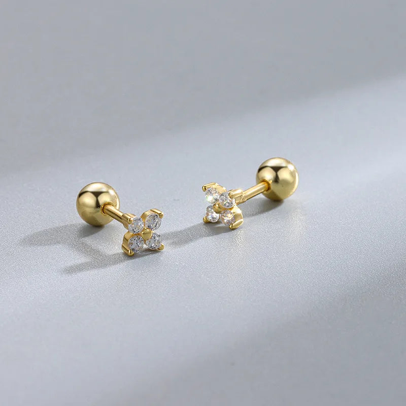 Hypoallergenic Heart Stud Earrings - Flat-Back Screw Cartilage Studs
