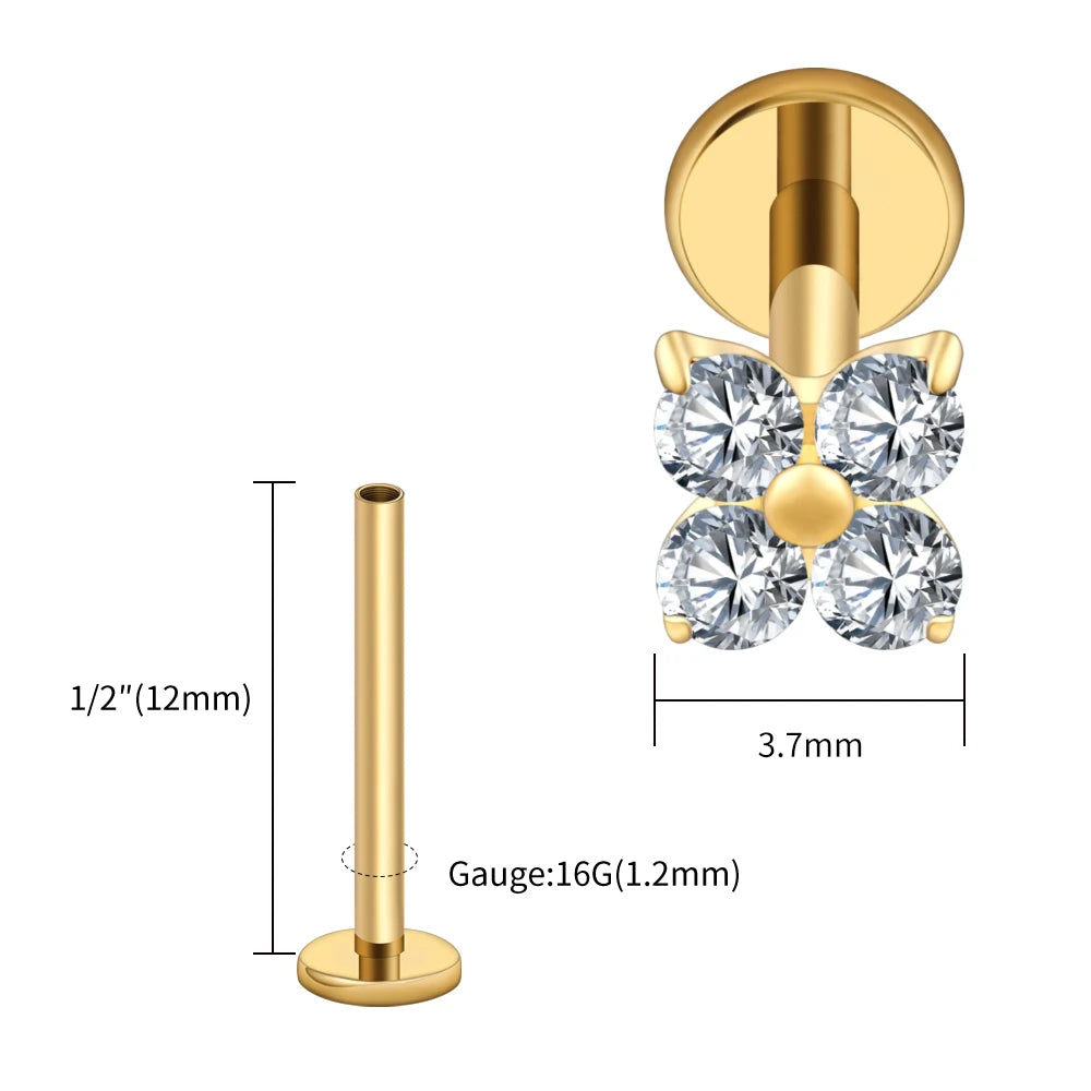 Flat Back Stud Earrings - Implant-Grade Titanium, 16G