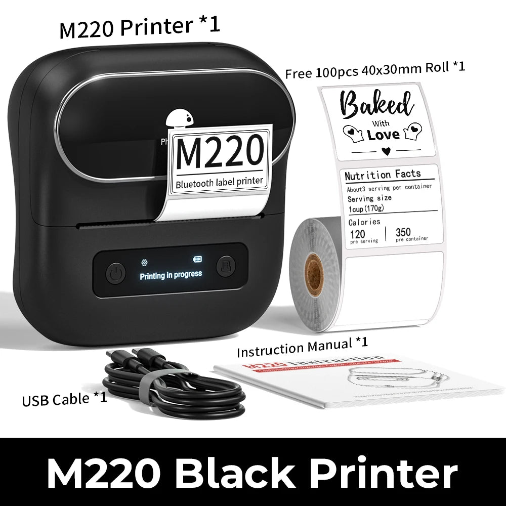Phomemo M220 Label Printer - Bluetooth Thermal, No Ink