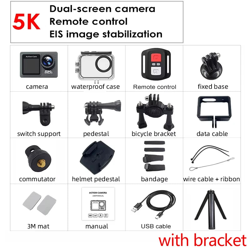 ANSVICAM 5K Action Camera - 4K60 with EIS & Waterproof Case