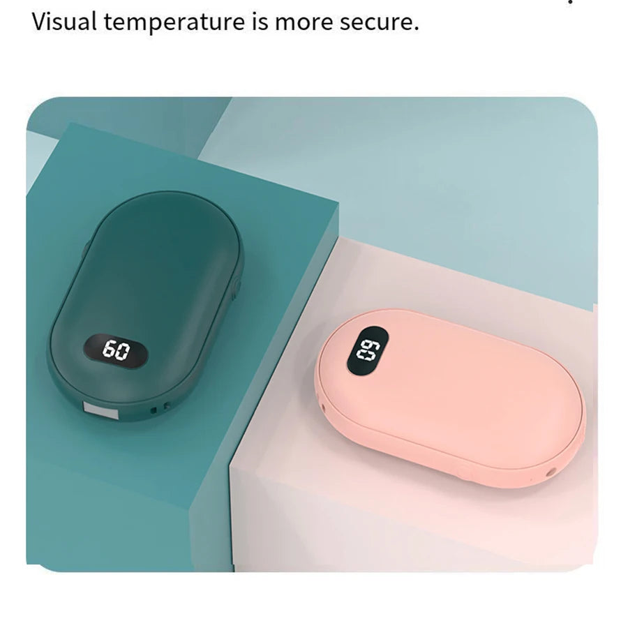 Rechargeable Hand Warmer - Double-Sided Electric Pocket Warmer & Power Bank