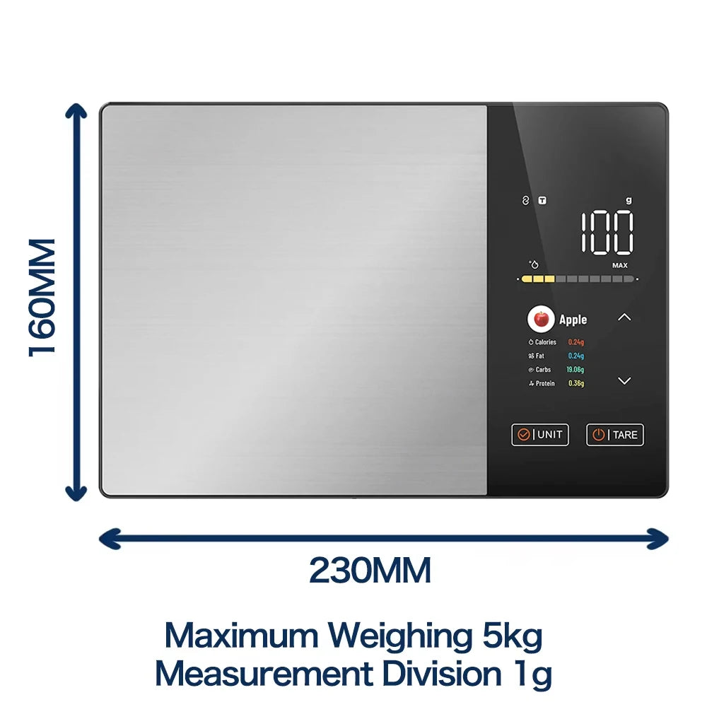 Smart Nutrition Kitchen Scale - App Calorie & Macro Tracking
