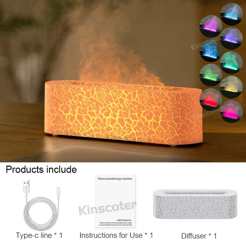 Flame Effect Aroma Diffuser - Ultrasonic Humidifier with RGB Fire Light