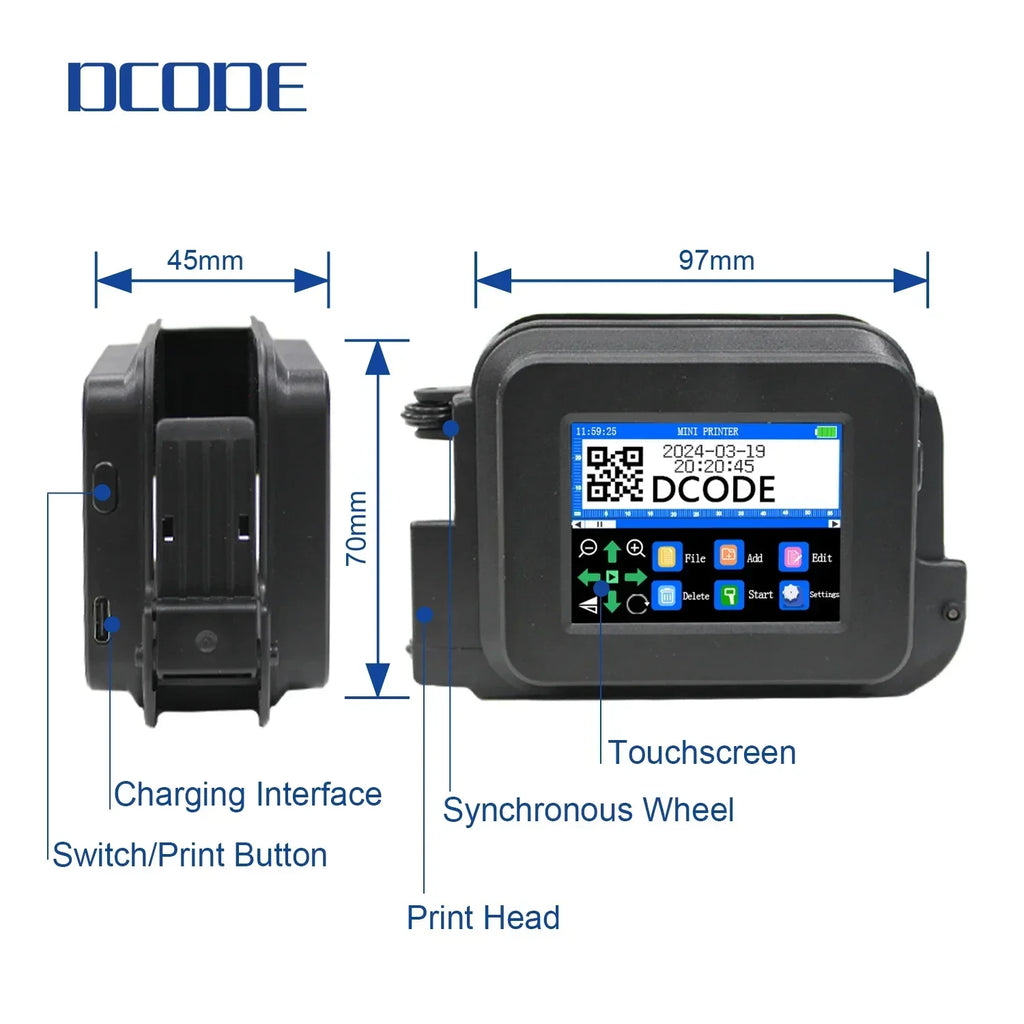 DCODE XMINI Handheld Inkjet Printer - 12.7mm Portable Coder