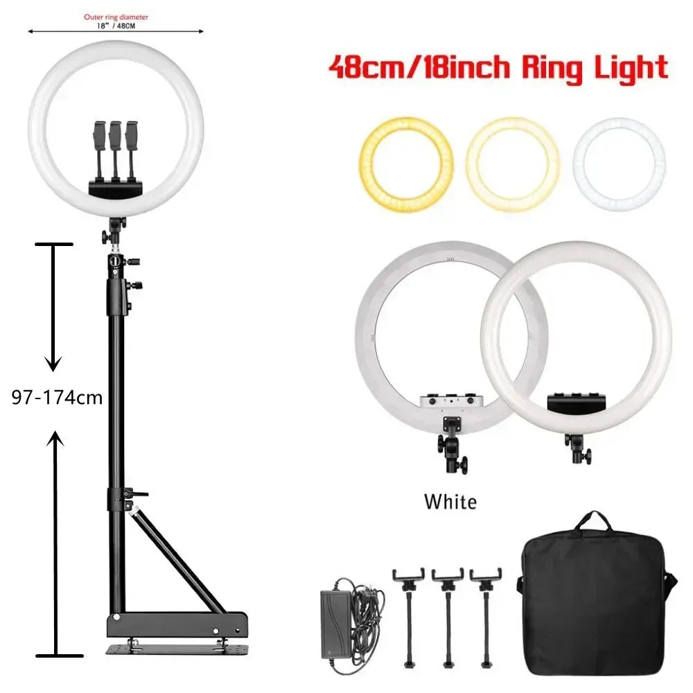 18-Inch LED Ring Light with Tripod Stand - Selfie & Streaming Light