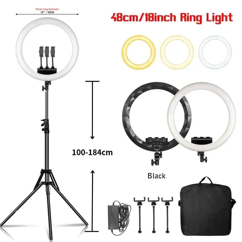 18-Inch LED Ring Light with Tripod Stand - Selfie & Streaming Light