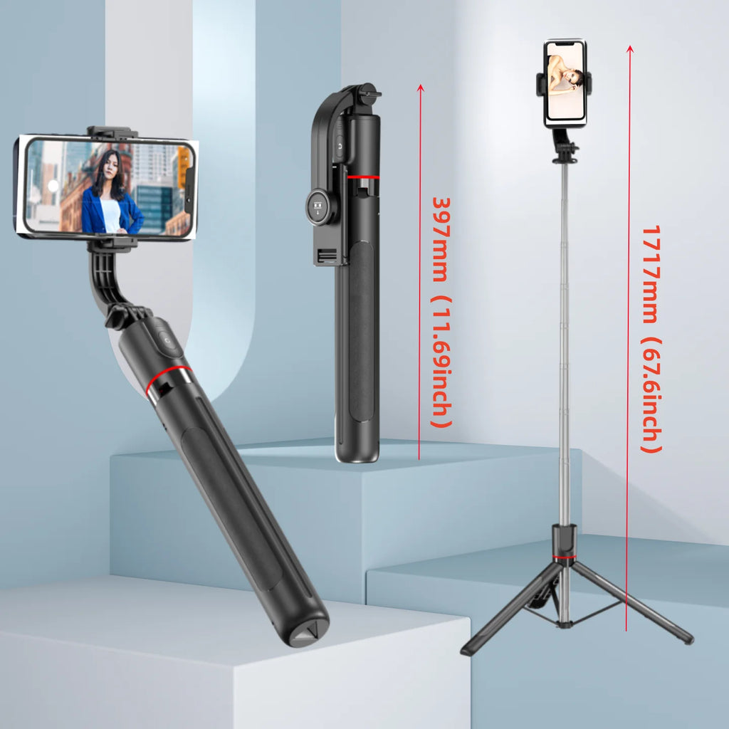 Phone Gimbal Stabilizer - 360 Auto Face-Tracking Selfie Stick Tripod with Fill Light