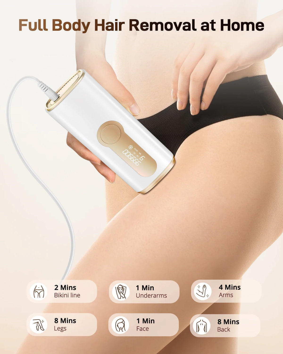 IPL Hair Removal Device - At-Home Ice-Cooling Handset
