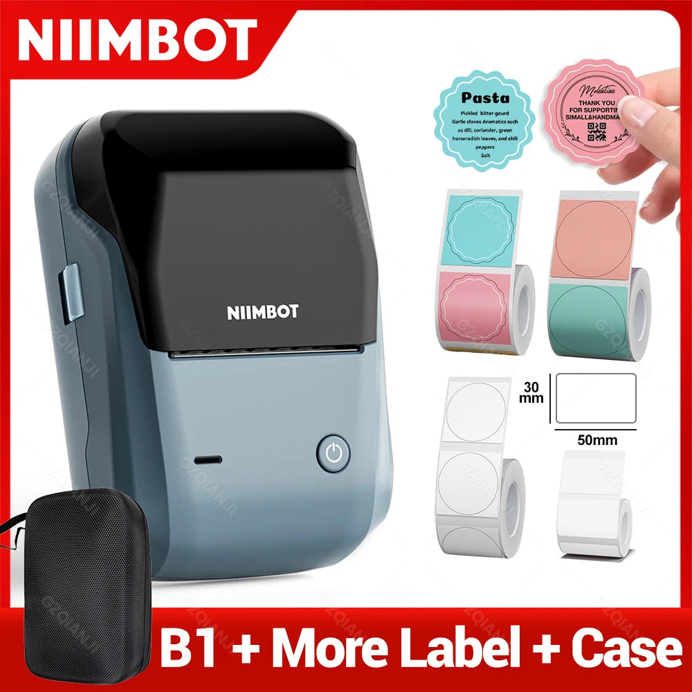 NIIMBOT B1 Mini Label Printer - Bluetooth Thermal, Ink-Free