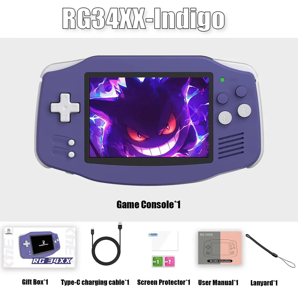 Anbernic RG34XX Retro Handheld Console - Wide Screen with 64GB Card