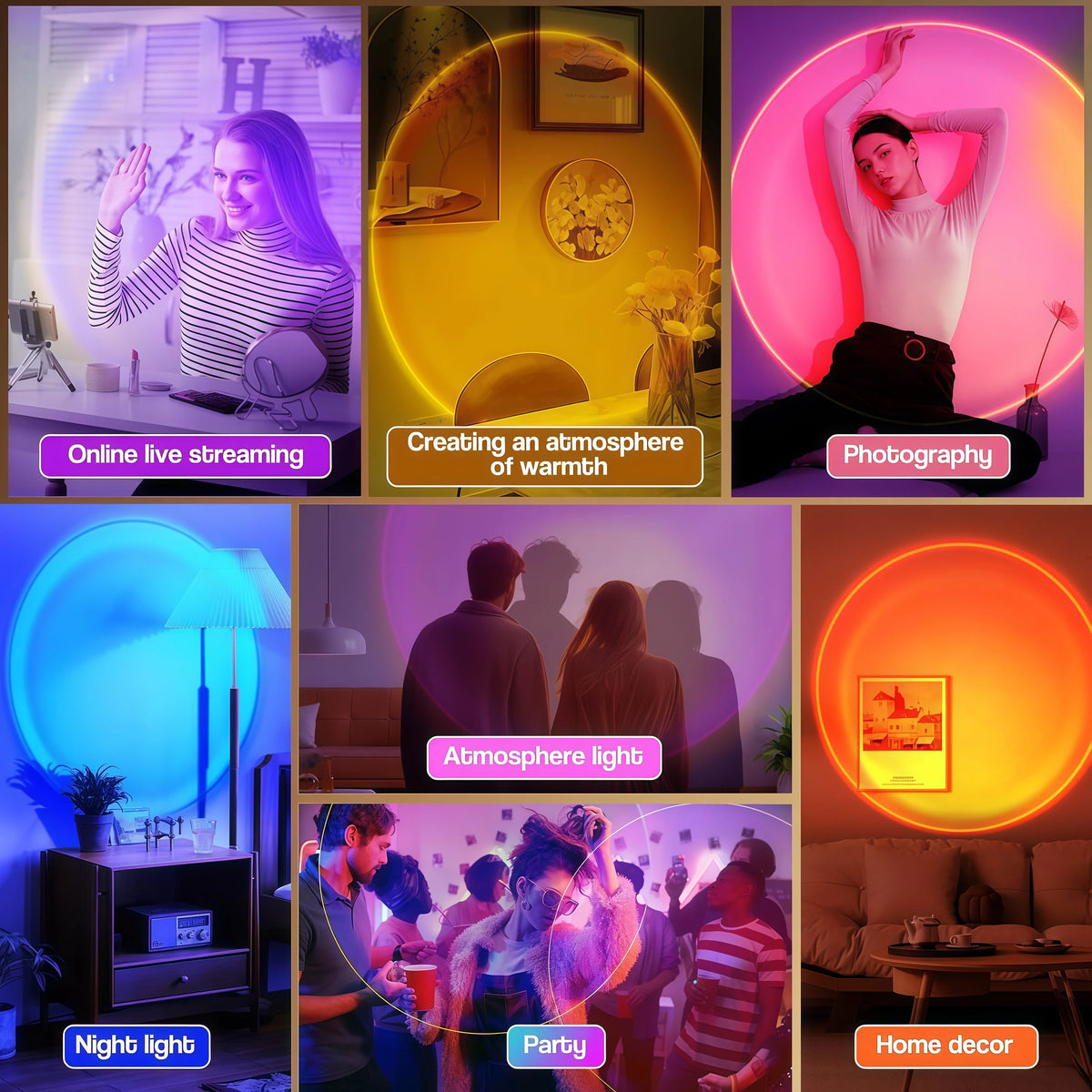 Sunset Lamp Projector - 16-Colour LED Mood Light