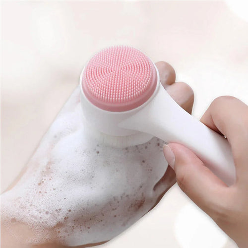 3D Silicone Facial Cleansing Brush - Double-Sided Exfoliating Face Scrubber