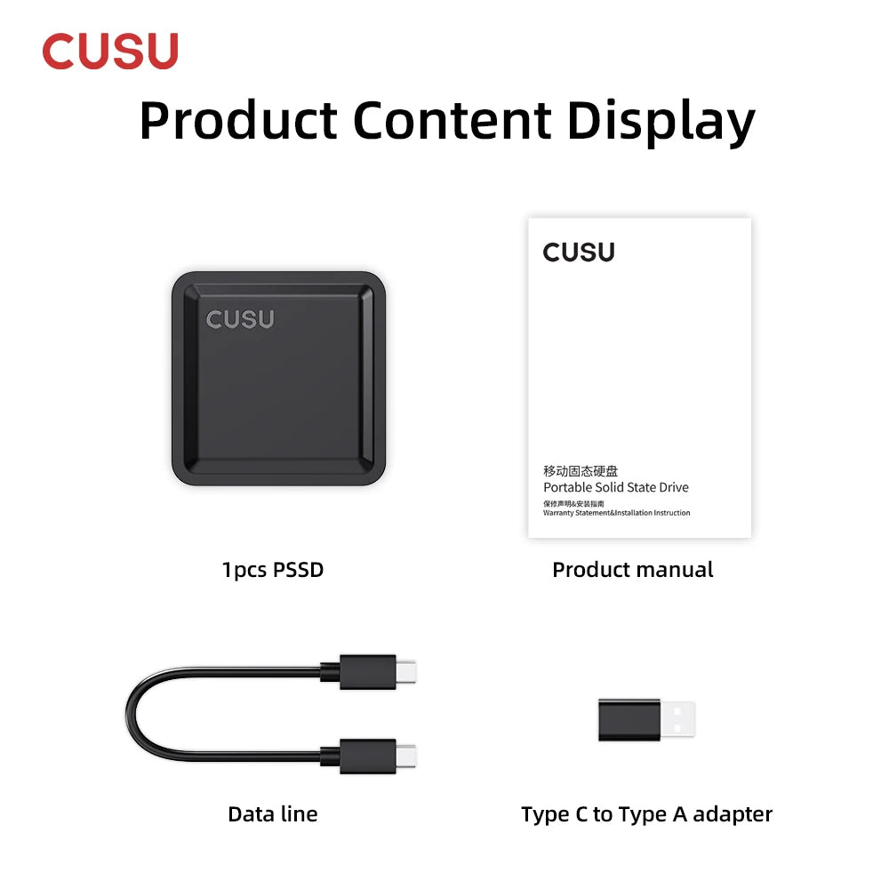 CUSU Portable External SSD - 256GB to 2TB Type-C