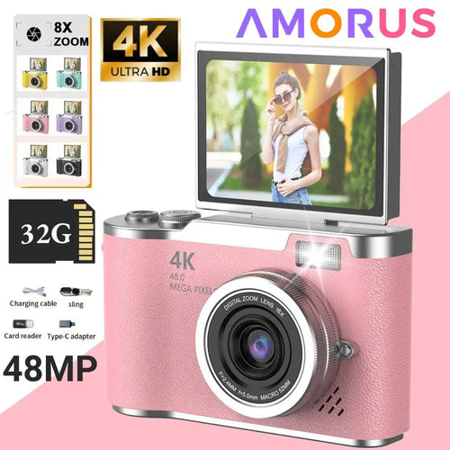 48MP 4K Compact Camera - Flip Screen Vlogging Camera