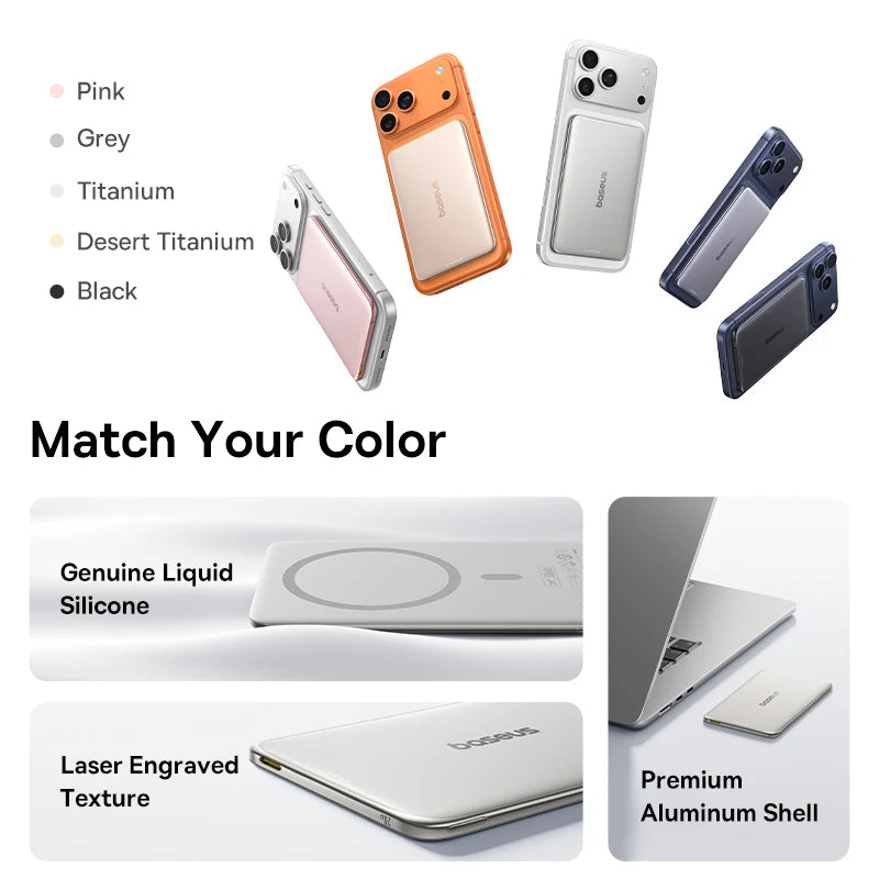 Baseus 5000mAh Magnetic Power Bank - Card-Sized Wireless Charger