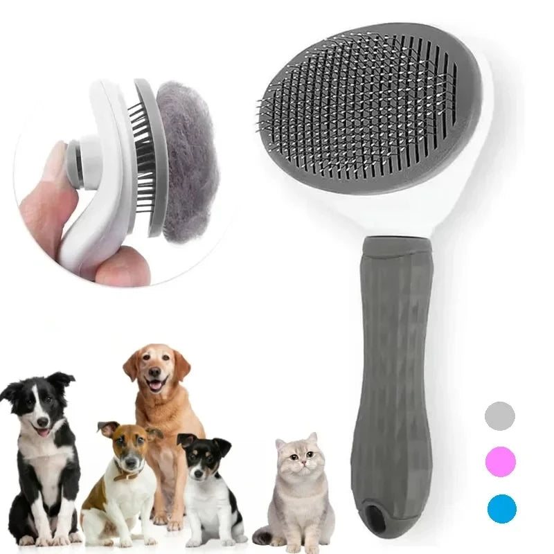Self-Cleaning Slicker Brush - One-Click Pet Hair Remover for Dogs & Cats